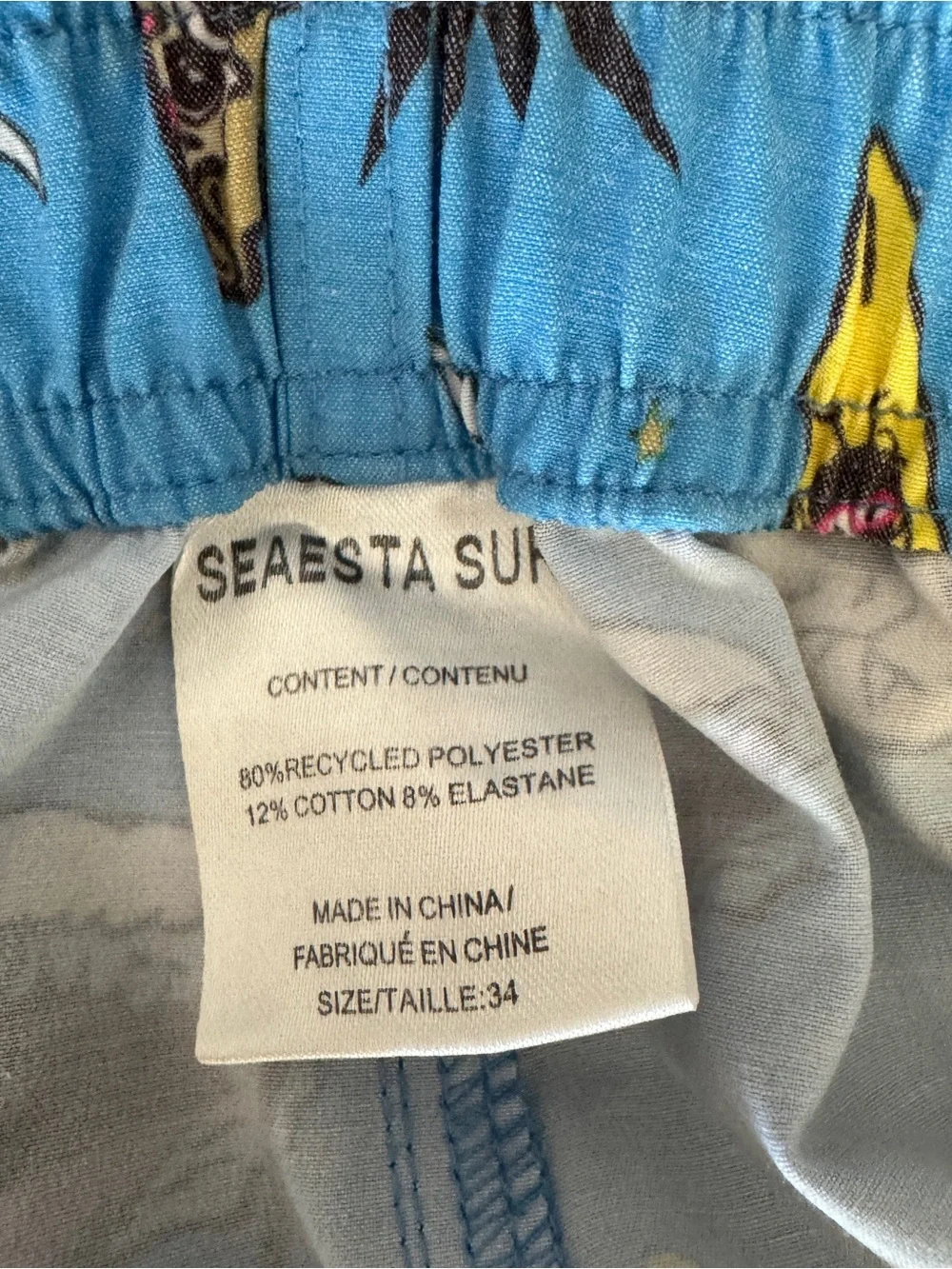 Seaesta Surf x The Aquabats Boardshorts Men 34 Super Cyan Blue Swim Trunks 7”